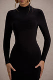 Tova Black High-Neck Long-Sleeve Maxi Dress