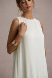 Hazelle Cream Chiffon A-Line Ruffled Maxi Dress