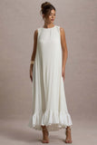 Hazelle Cream Chiffon A-Line Ruffled Maxi Dress