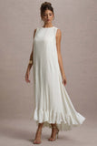 Hazelle Cream Chiffon A-Line Ruffled Maxi Dress