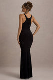 Odelle Black Boat-Neck Racer-Back Maxi Dress