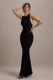 Odelle Black Boat-Neck Racer-Back Maxi Dress