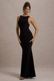 Odelle Black Boat-Neck Racer-Back Maxi Dress