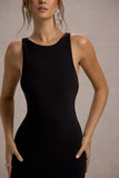 Odelle Black Boat-Neck Racer-Back Maxi Dress