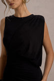 Paphos Black Draped Sleeveless Maxi Dress