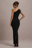 Dalarie Black One-Shoulder Gathered Maxi Dress