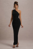 Dalarie Black One-Shoulder Gathered Maxi Dress