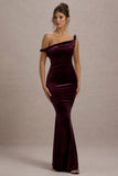 Neeka Port Velvet Twisted Asymmetric Maxi Dress