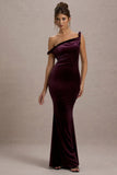 Neeka Port Velvet Twisted Asymmetric Maxi Dress