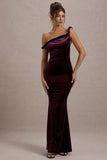 Neeka Port Velvet Twisted Asymmetric Maxi Dress