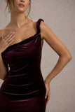 Neeka Port Velvet Twisted Asymmetric Maxi Dress
