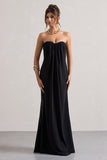 Kaz Black Chiffon Sweetheart Maxi Dress