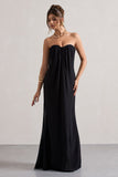 Kaz Black Chiffon Sweetheart Maxi Dress