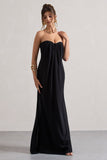 Kaz Black Chiffon Sweetheart Maxi Dress