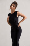 Kadie Black Sleeveless Gathered Maxi Dress With Drape