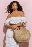 Maho Beige Round Crochet Handbag