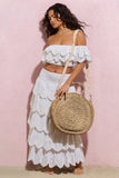 Maho Beige Round Crochet Handbag