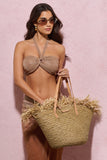 Navagio Beige Straw Tote Bag
