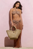 Nissi Beige Woven Tote Handbag