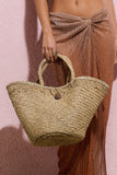 Nissi Beige Woven Tote Handbag