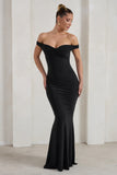 Salma Black Bardot Sweetheart Fishtail Maxi Dress