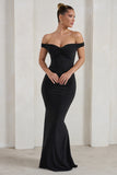 Salma Black Bardot Sweetheart Fishtail Maxi Dress