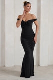 Salma Black Bardot Sweetheart Fishtail Maxi Dress