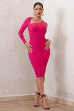 Refine Hot Pink One Shoulder Midi Dress