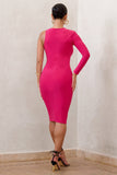 Refine Hot Pink One Shoulder Midi Dress