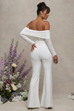 Count Down White Maternity Ruched Mesh Bardot Jumpsuit