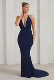 Starlet Navy Plunge Maxi Dress With Multiway Straps
