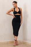 Embody Black Cut Out Twist Front Ruched Midi Dress