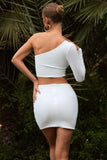 Step Out White Ruched Mini Skirt