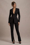 Wonder Woman Black High Waist Straight Leg Trousers With Hem Split