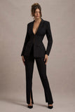 Wonder Woman Black High Waist Straight Leg Trousers With Hem Split