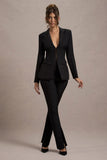 Wonder Woman Black High Waist Straight Leg Trousers With Hem Split