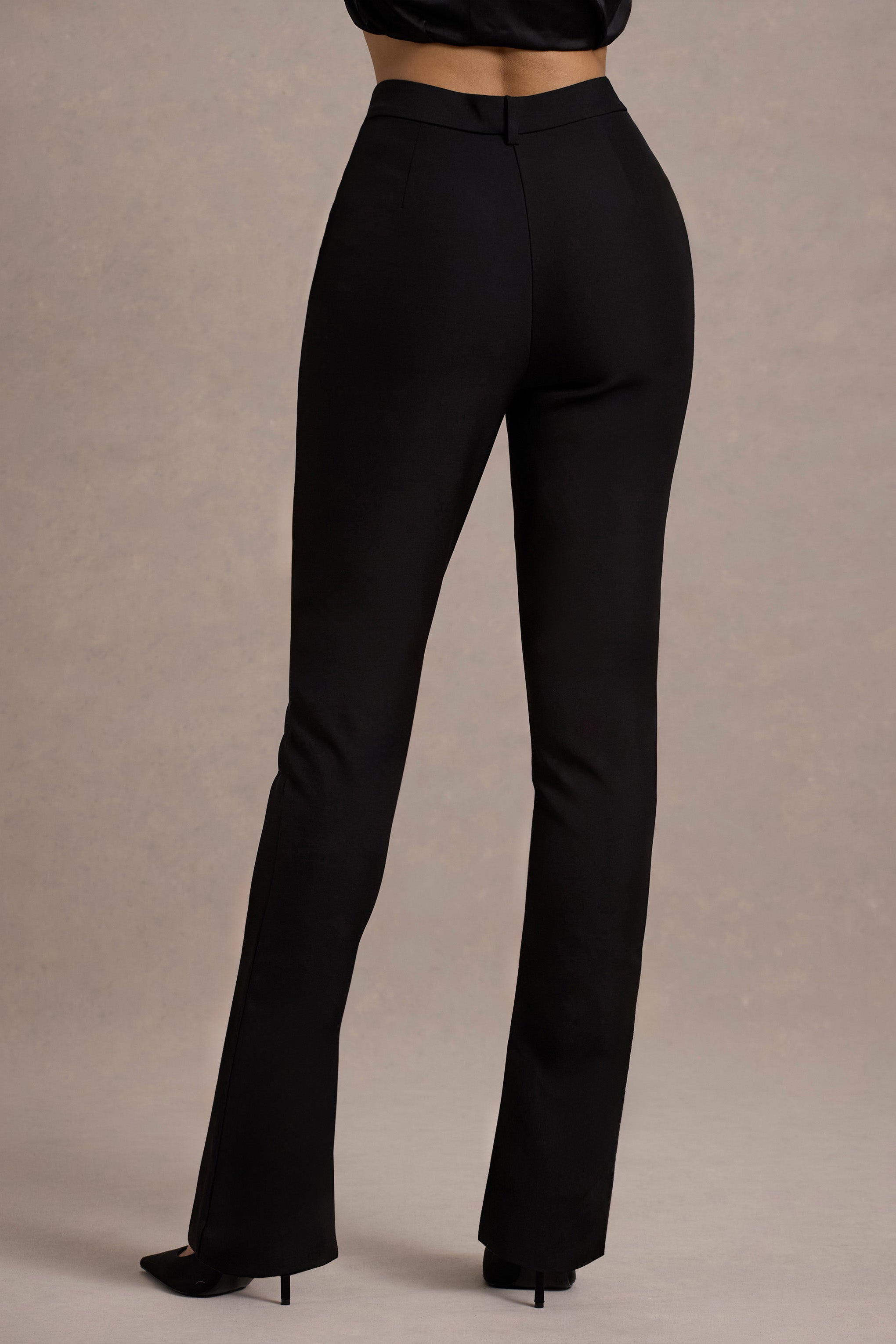 Wonder Woman Black High Waist Straight Leg Trousers With Hem Split