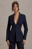 Unbeaten Navy Fitted Corset Blazer Jacket