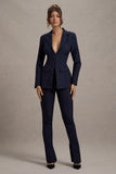 Wonder Woman Navy High Waist Straight Leg Trousers With Hem Split
