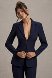 Unbeaten Navy Fitted Corset Blazer Jacket