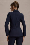 Unbeaten Navy Fitted Corset Blazer Jacket
