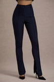 Wonder Woman Navy High Waist Straight Leg Trousers With Hem Split