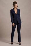Wonder Woman Navy High Waist Straight Leg Trousers With Hem Split