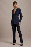 Wonder Woman Navy High Waist Straight Leg Trousers With Hem Split