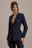 Unbeaten Navy Fitted Corset Blazer Jacket
