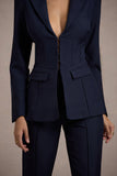 Unbeaten Navy Fitted Corset Blazer Jacket