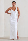 Belonging White Ruched Cowl Maxi Dress