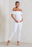 Carefully Crafted White Maternity Bardot Fitted Jumpsuit