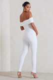 Carefully Crafted White Maternity Bardot Fitted Jumpsuit