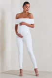 Carefully Crafted White Maternity Bardot Fitted Jumpsuit
